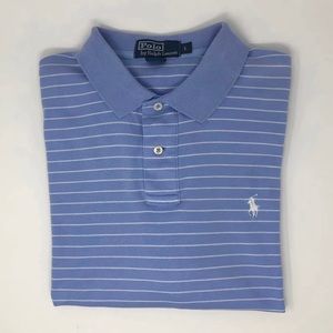 Polo By Ralph Lauren Blue & White Striped Polo Shirt Size L